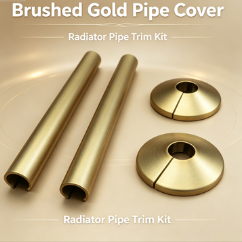 Børstet guld plastik radiatorrør Trim Kit, delt rør manchet & væg hul concealer ring, metal look varmerør dekorationsdæksel sæt