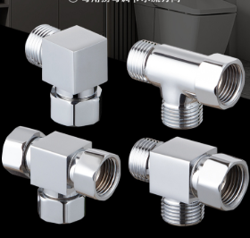 Massiv messing G1/2 3-vejs konnektor, 1 indgang 2 udgang han indvendig gevind rørfitting