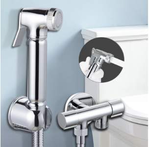 Håndholdt bidetsprøjte i massiv messing med brusehoved - Højtryksrensevandspistol til badeværelset