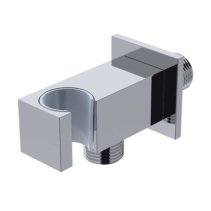 Firkantet vinkelventil i massiv messing med monteringsbeslag, vægudløbsstopventil for varmt og koldt vand til vandhane