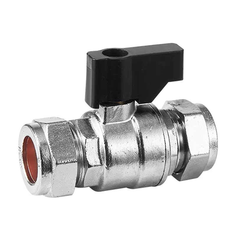 Fortykket dobbelt ferrule fuld messing lige kugleventil
