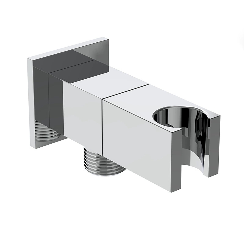 Firkantet vinkelventil i massiv messing med bruseholder, 1/2